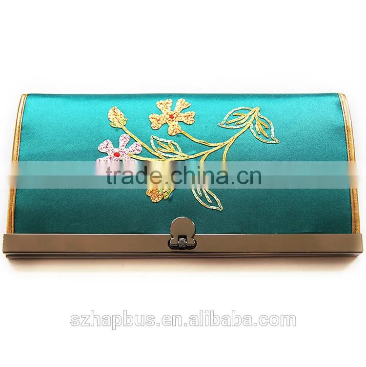 2015 Fashion Handmade Embroidery Lady Wallet 100%Silk