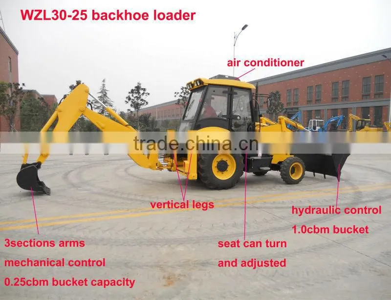 Backhoe loader with attachments CE,vertical legs