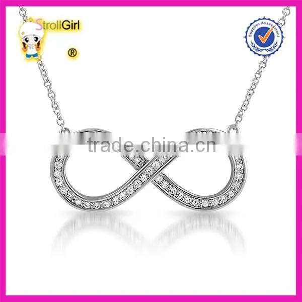Wholesale CZ stone pave chain necklace S925 sterling silver infinity necklace