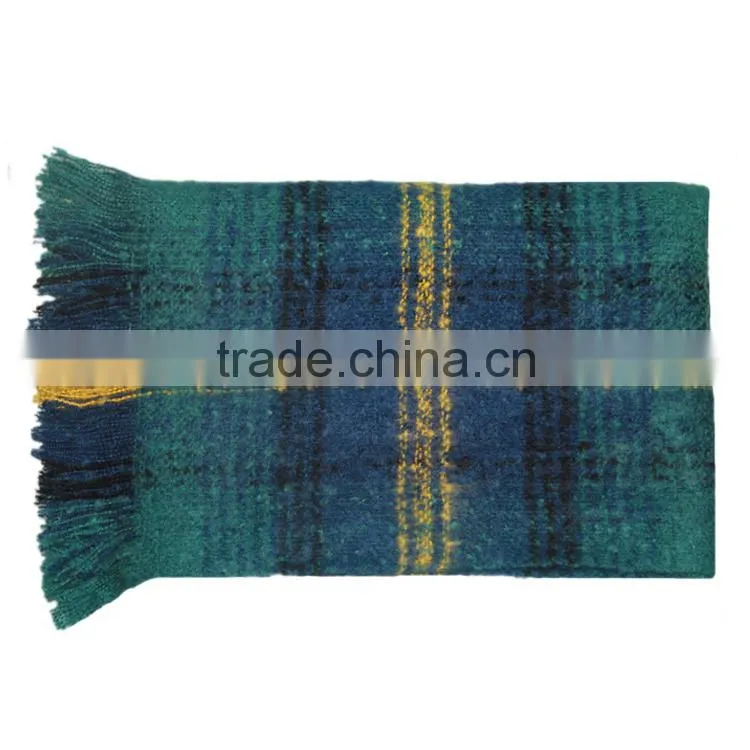 fashionable checked tartan plaid scarf with tassel
