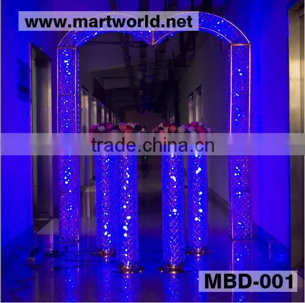 hot selling led light crystal decorative arch for wedding decorations, wedding backdrop stand(MAH-005)