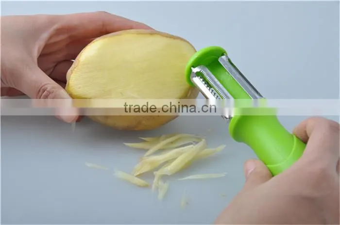 Mutifunctional 3 sides carrot grater ,colorful plastic handle peeler