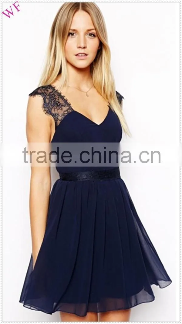 OEM ladies lace dress design high quality polished lace dress