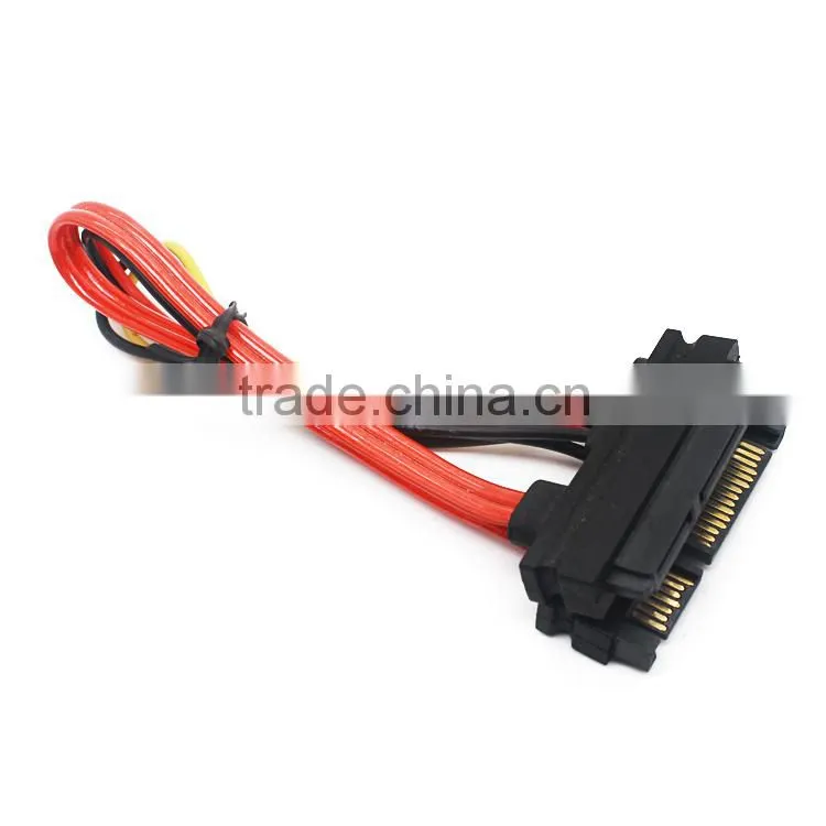 Red sata 7+15 pin sata male to female cable