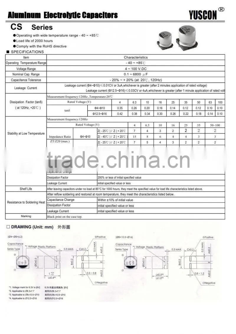 General purpose 22uF Aluminum electrolytic capacitors