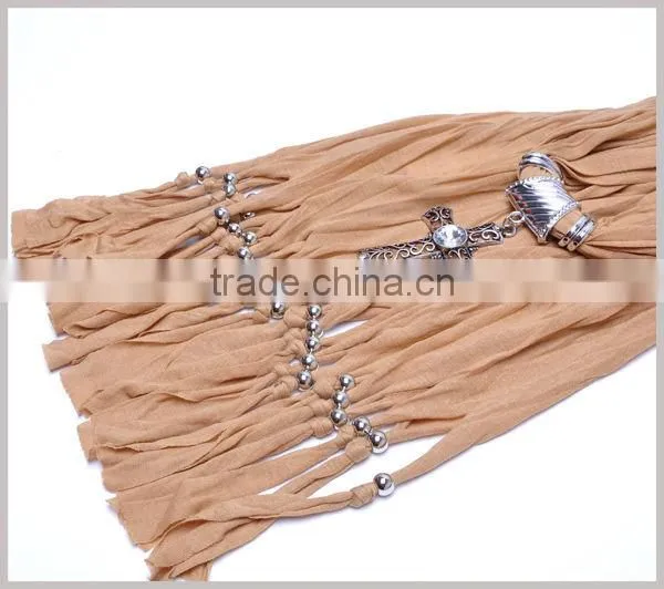 Large diamond cross pendant charm necklace scarve