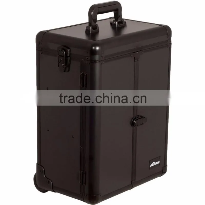 Aluminum Rolling Makeup Cosmetic Case with 2 Drawers