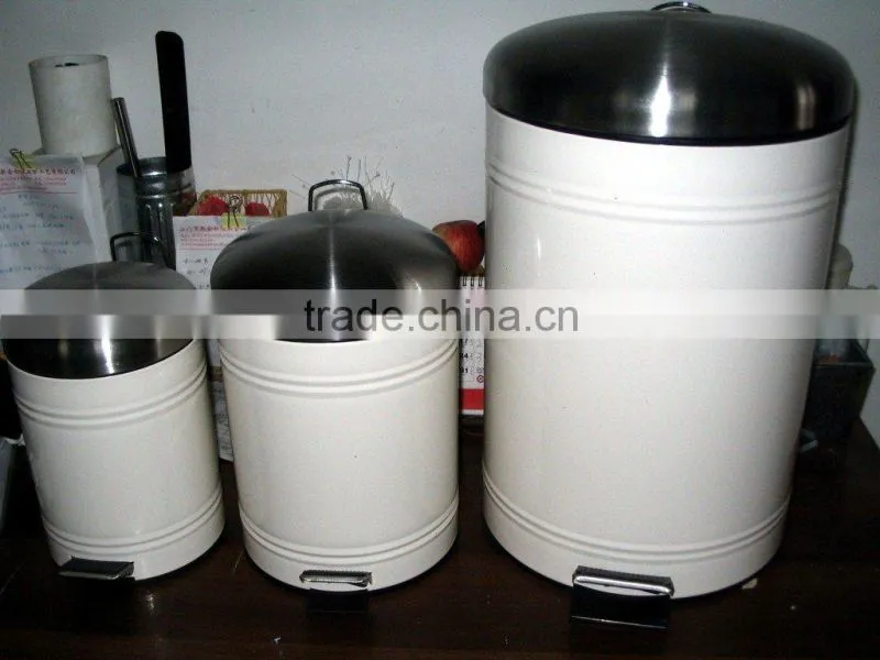 shiny beige metal step dustbin