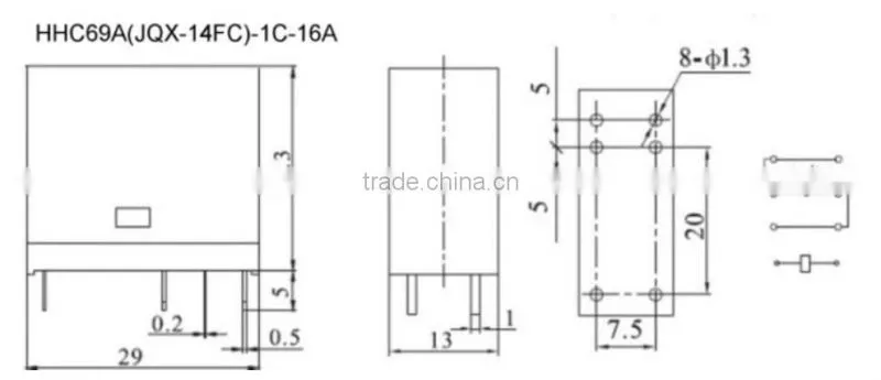 G2R-2-12VDC PCB RELAY, PCB, DPCO, 12VDC