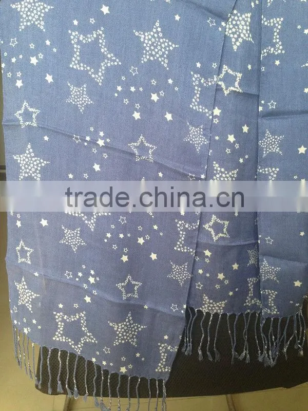 viscose pompom printing fashion custom-made OEM scarf for promotion