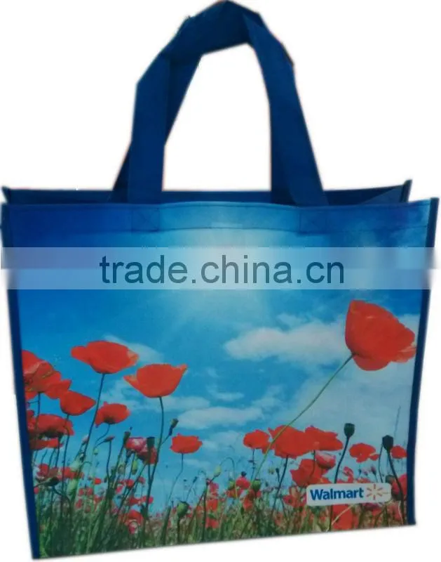 Wal-mart supplier promotional cheap custom non woven bag with heat tranfer printing