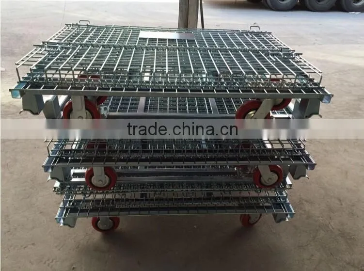 Storage Wire Mesh Cargo Folding Container, Warehouse Steel Cage Bin