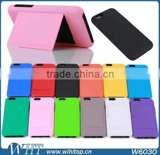 RUGGED IMPACT HYBRID BUILT-IN CARD SLOT STORAGE (PC+TPU) BACK CASE FOR IPHONE 6 PlUS 5.5" (2014 VERSION)