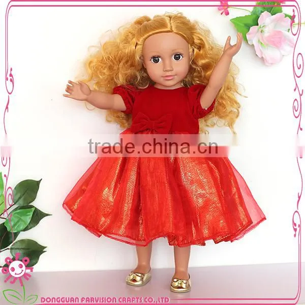 OEM 18 inch red girl doll dress with bowknot