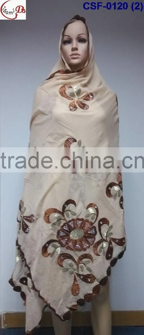 SCF-0120 Latest design nice pattern embroidery soft material high quality fashion women long scarf for clearence sale