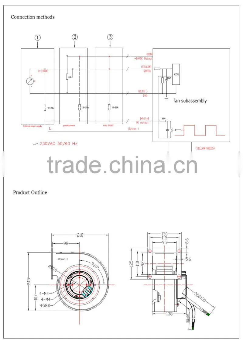 Tailored and Tested for you! PSC High Temperature IP54 EC Blower cooler fan:245x218x138mm for Indoor Climate