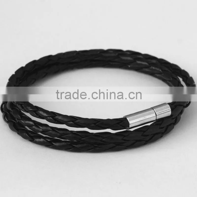NEW Fashion Handmade Leather Wrap Wristband Cuff Punk Magnetic Buckle Bracelet