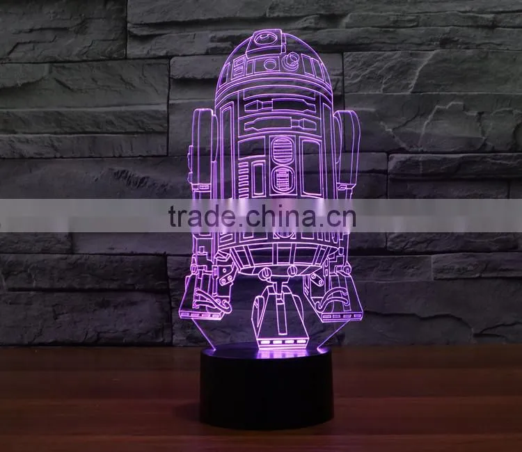 usb + battery operated acrylic night light lamp led 3d color change warship shape light for children kids baby led lamp