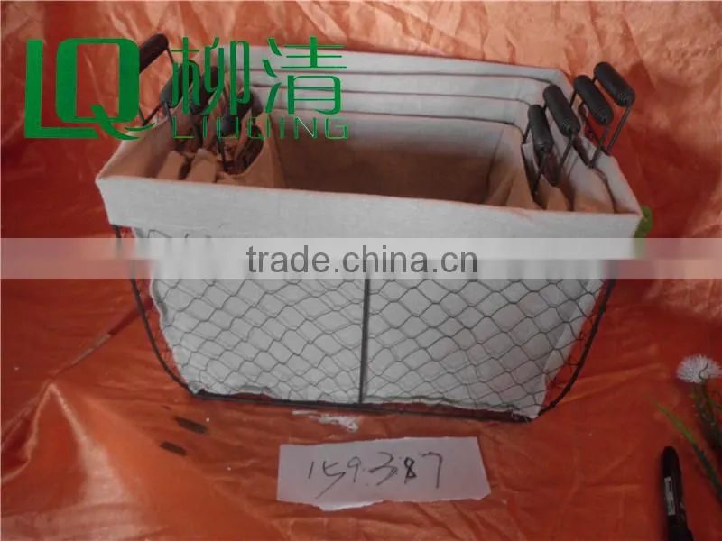 Cheap Handmade Wire Storage Basket With Cloth Linner