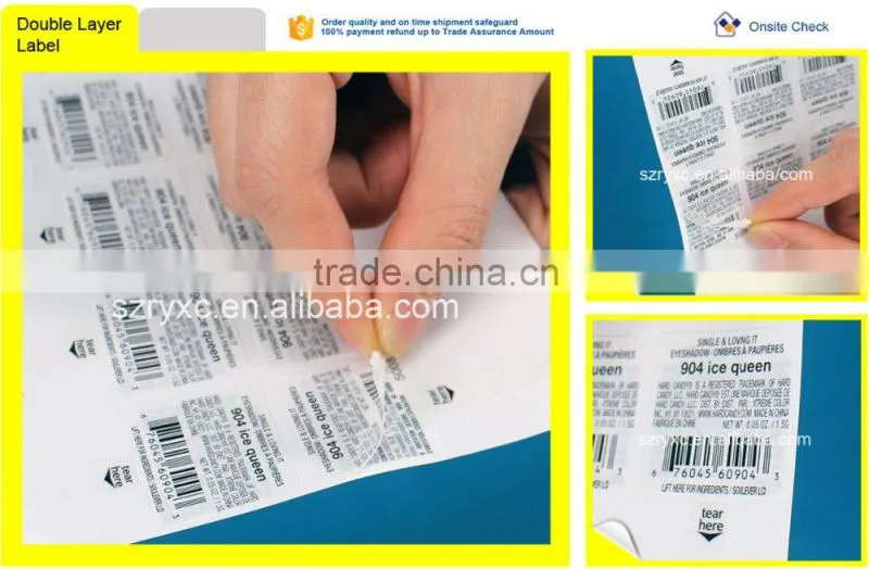 Custom adhesive double layer label sticker