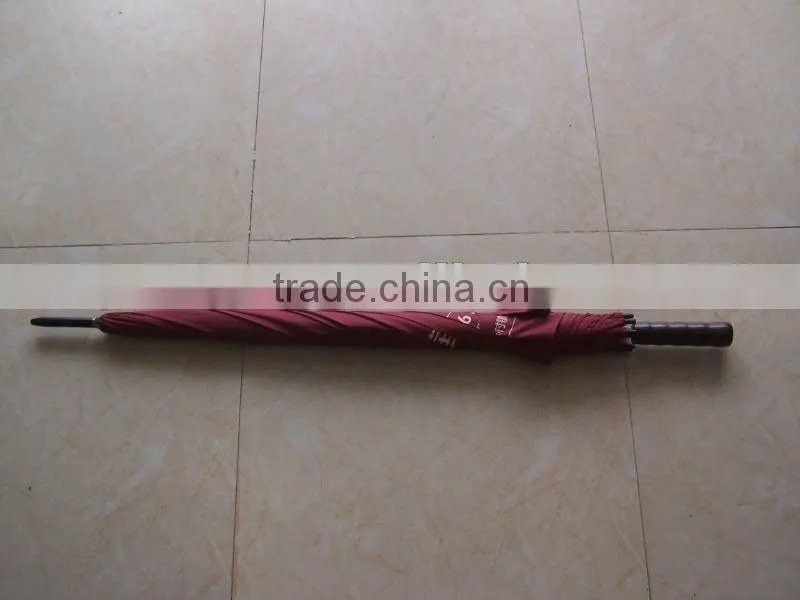 2015 red double fluted ribs wholesale golf umbrella