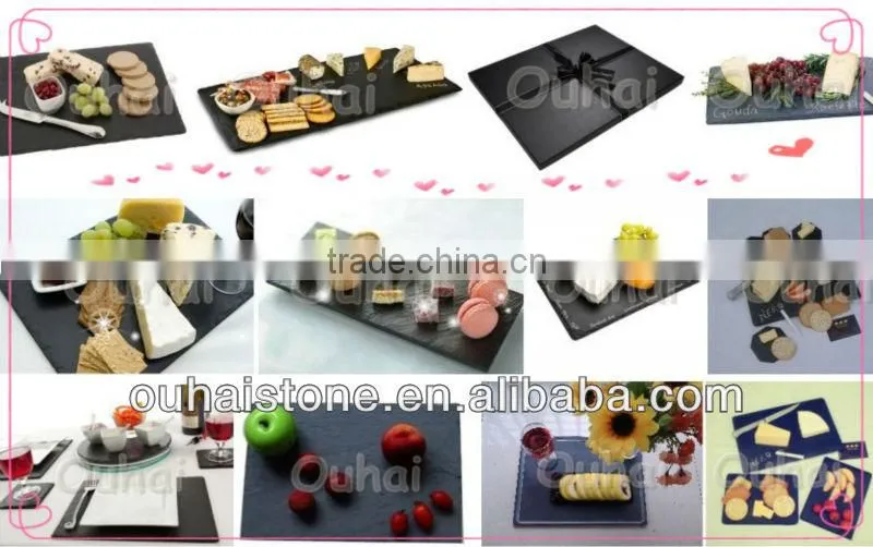 Wood material base hotel dishes slate stone round stone plate