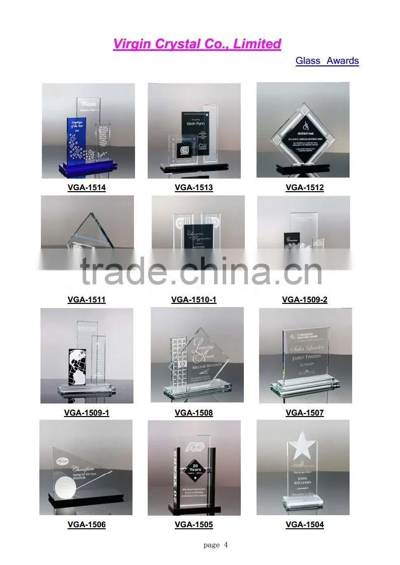 China wholesale crystal glass pegoda shape trophy with stand for employee award