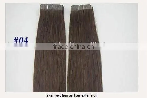 2012 new style Popualr AAA+ grade #4 skin weft seamless hair extensions