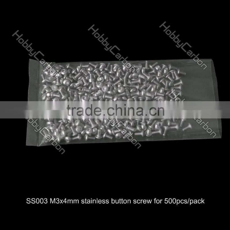 SS016 500pcs/lot Hot Sale Hobby Carbon M3*30mm Hex Button Stainless Steel Screw Price