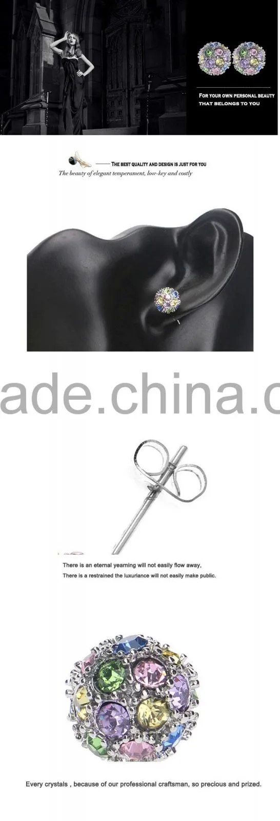 Woman Gold Plated 18k Ball Stud Earrings Jewelry Fashion