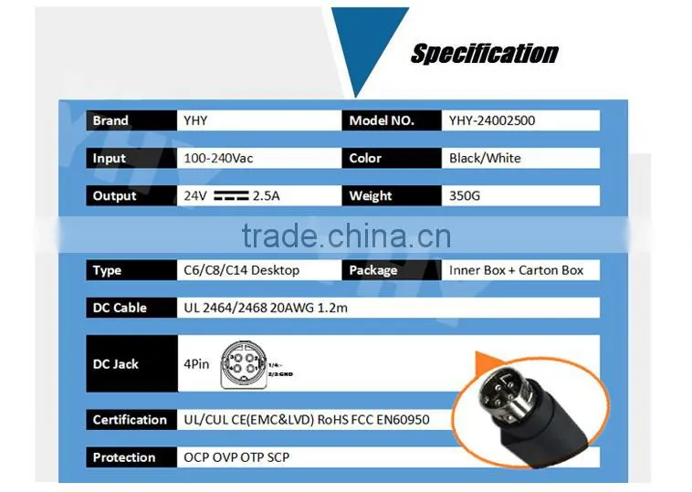 6 Level Class VI Power Adapter 12v 5a 60w Power Supply