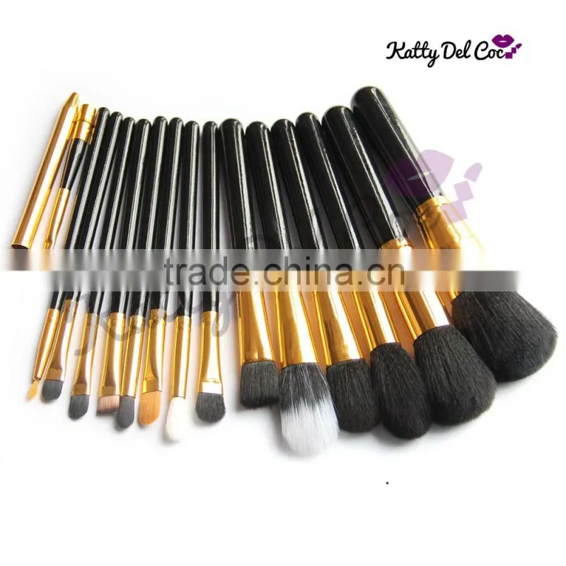 Synthetic hair oem logo makeup brush for beauty gold silver color