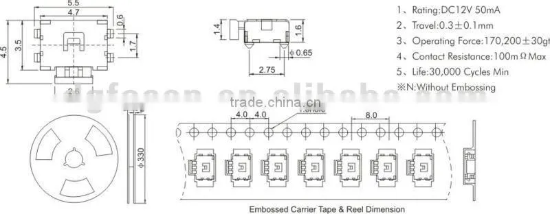 micro tact switch 12v SGS TS-1901