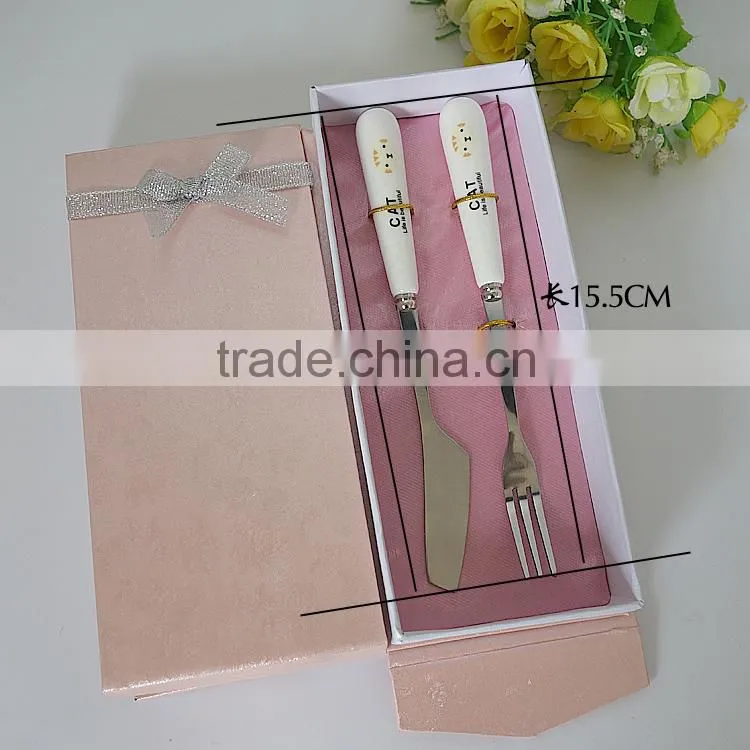 2015 Hot sale small knife and spoon ceramic cutlery set