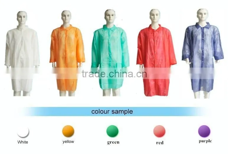 medical disposable cool lab coats cheap Nonwoven top green antistatic lab coats