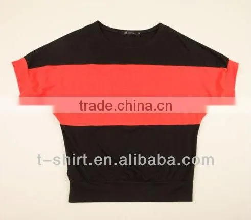 Ladies loose contrast short sleeve casual t shirt