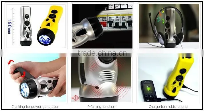Multifunctional Portable Dynamo Hand Crank Bright Flashlight and Alarm Charger Radio