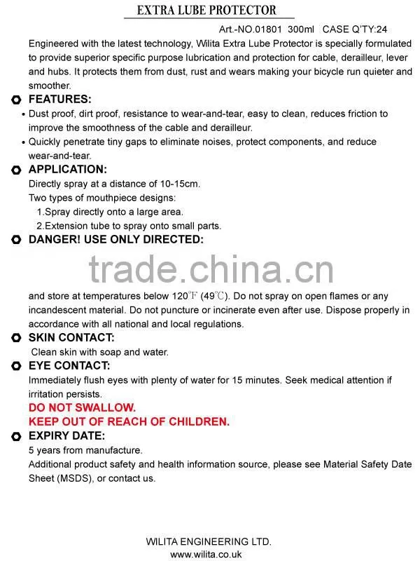 WILITA Bike Care Bicycle Parts Lubricant