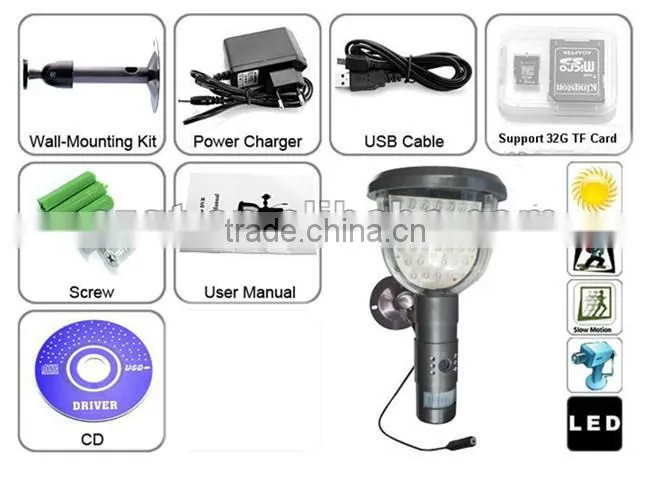 Best price new LED lamp and hidden PIR camera DVR street garden front lighting and monitor camera