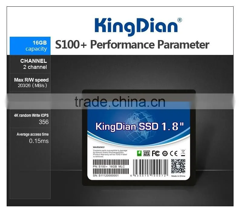KingDian solid state drive ssd highest speed sata2 1.8inch ssd 16gb hard drive for Desktop and Laptop