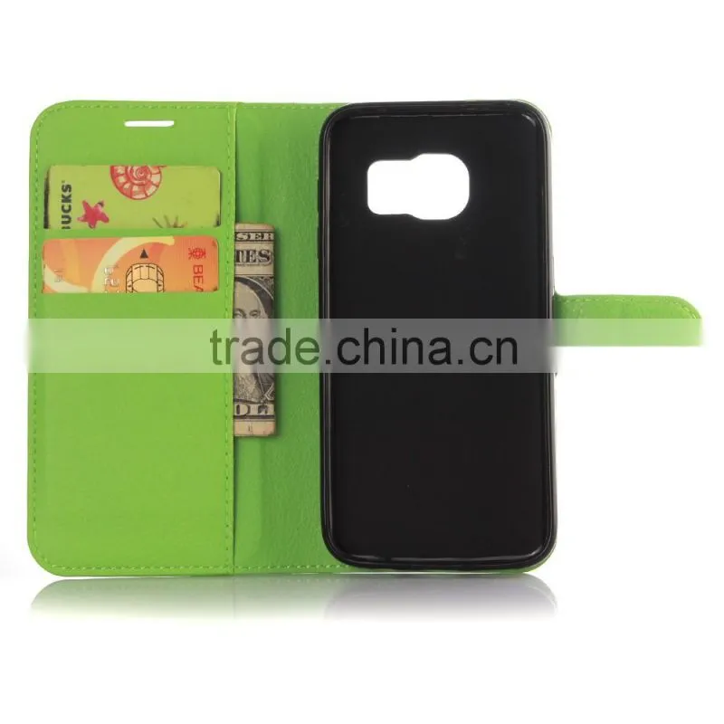 HOT SELLING Luxury Case for Samsung GALAXY S7 edge PU Lichee Leather Flip Cover with Wallet