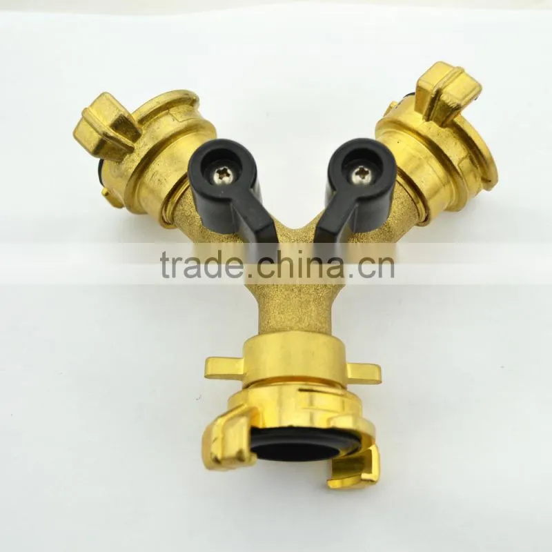 Brass Y shut-off Valve chrome plated garden hose valve Y water valve with butterfly handle 2 way valve
