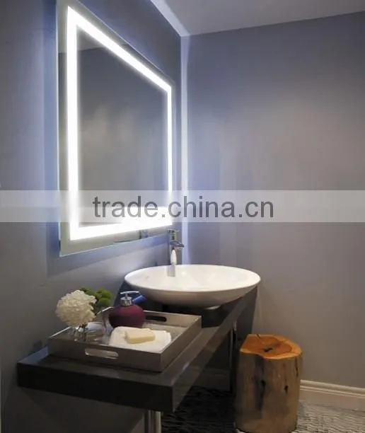 High class flat bathroom LED light mirror touch sensor switch with demister pad