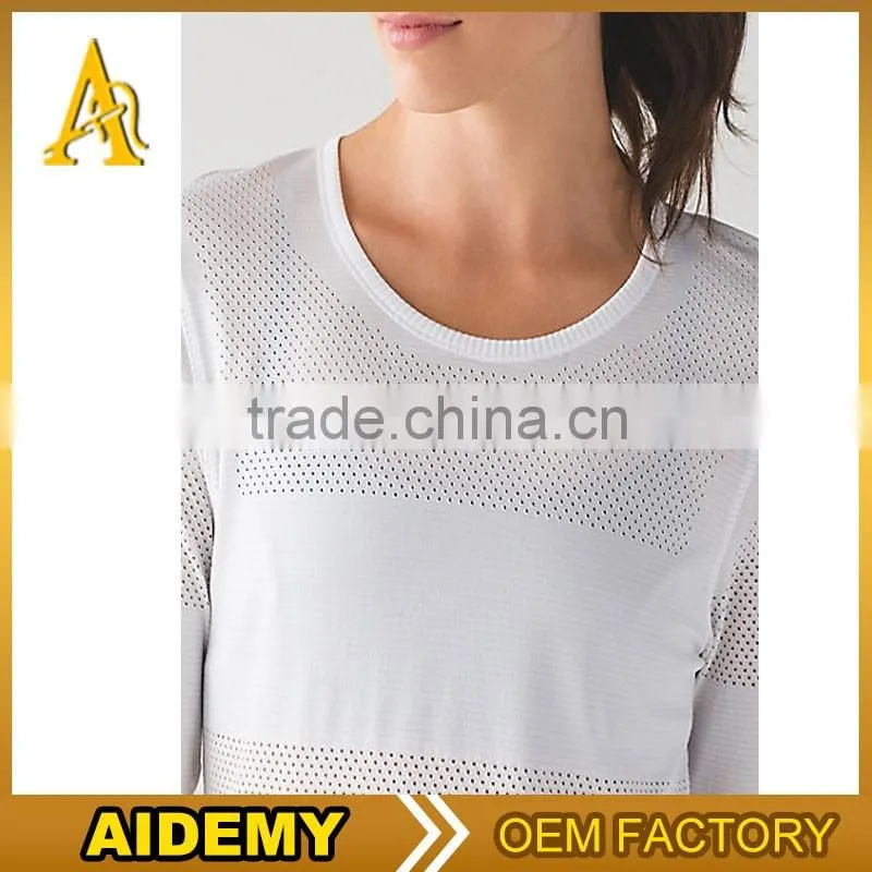 long sleeve womens tee wholeasle sports mesh New design long women t shirts sports top women tee sexy yoga tee long sleeve