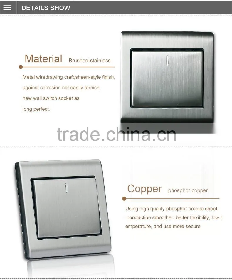 stainless steel 1 gang wall light switch