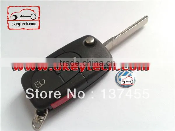 OkeyTech VW 2+1 button flip remote key blank for vw key cover vw key case for vw