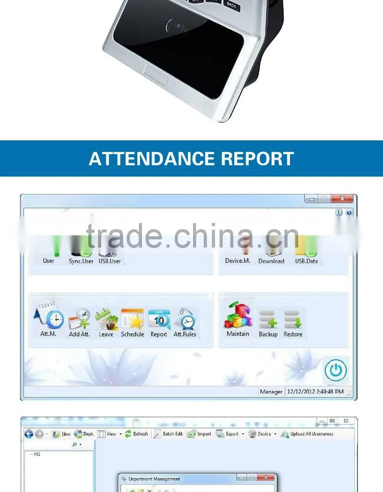 OC046 Biometric Face Identification and Fingerprint Time Attendance Device