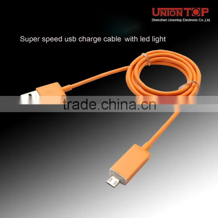 wholesale custom colorful micro usb data cable with led light made in china