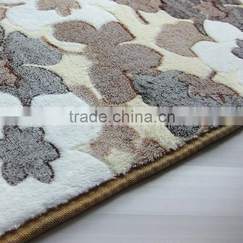 flower pattern coral velvet anti-slip rugs water absorb mat