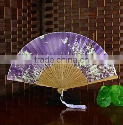 China plastic Hand Fan/Embroidered/ Ladys Silk Dance Fan for Event Party Supplies